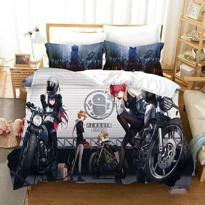 Anime Game Arknights Bedding Set 3D Printed Suitable for Bedroom Duvet Cover Set With Pillowcases Kids Home Textile