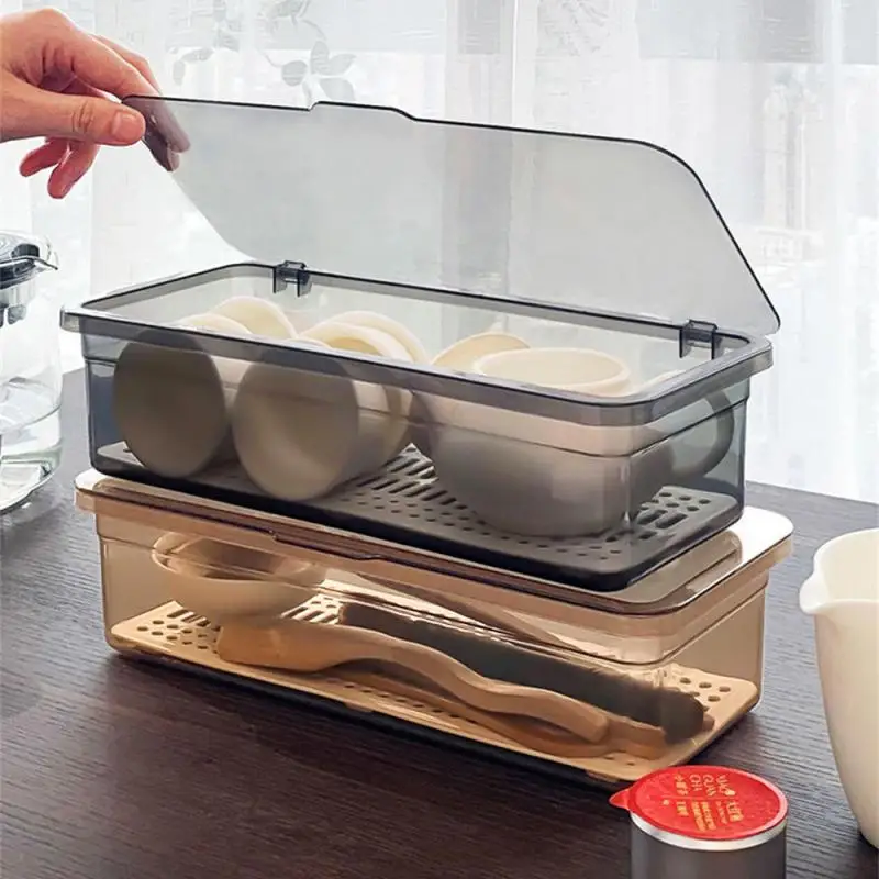 Box Cutlery Organizer Storage Kitchen Desktop Kitchen For With Tray Tea Kitchen Drain Set Lid Home Storage Boxes