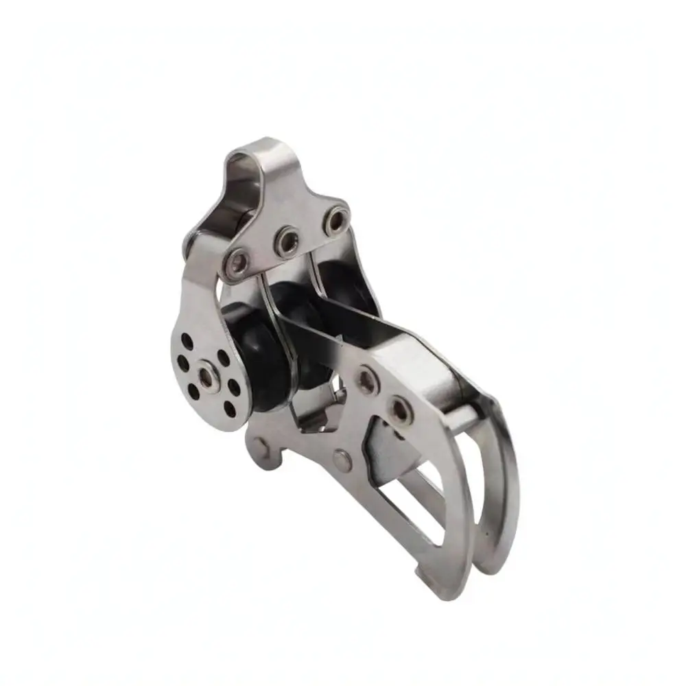 Heavy Duty Stainless Steel Locking Pulley For Sailing Boat Marine Hardware Nylon Rope Tensioning Outdoor Tool