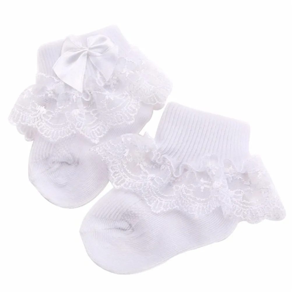

2Pairs Baby Socks Lace Socks Bow-Knot Stockings Non-Slip Sweat Absorption Green Orange Size S 0-1y Cute Stylish