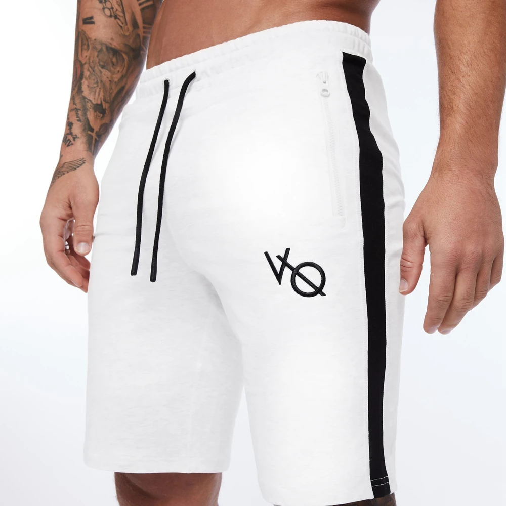 Pantaloncini da corsa sportivi da uomo in cotone pantaloni da ginnastica da Bodybuilding traspiranti bianchi da uomo pantaloncini da Fitness