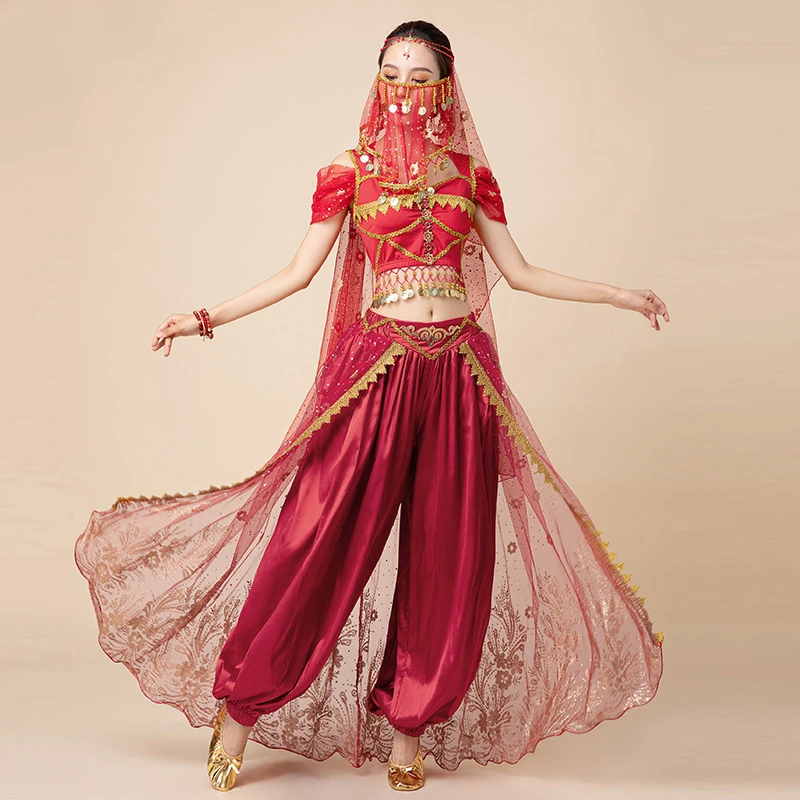 Costume Han and Tang Chinese Style Performance Suit for Women Halloween Costume Aladdin Jasmine Princess Belly Dance Practice