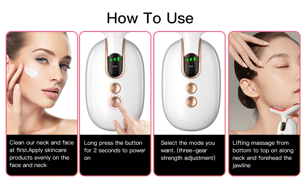 Neck Beauty Device RF Microcurrent Multifunctional Massager Skin Care Sculpting Tool Women Gift White With Base