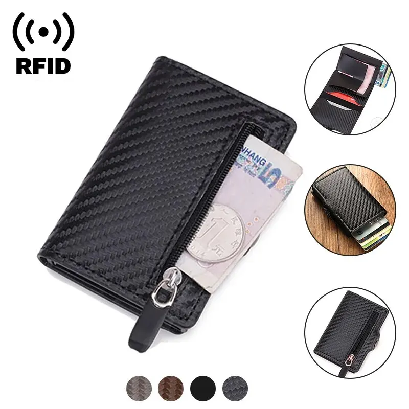 Carbon Fiber Rfid Credit Card Holder Men Wallets Money Bag Hand Purse Small Leather Mini Slim Wallets Vallet Carteira Masculina