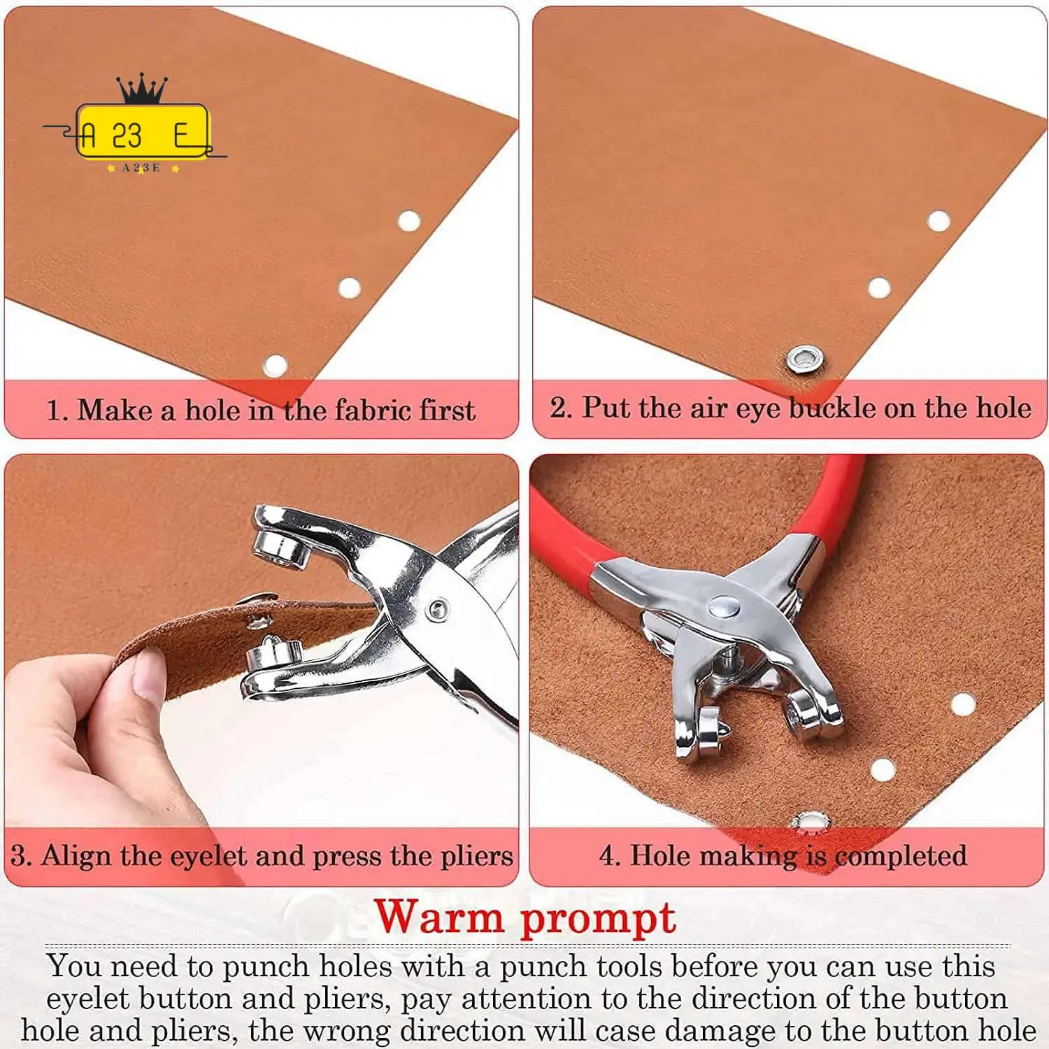 A23E-401Pcs 1/4Inch 6Mm Grommet Eyelet Pliers Kit, Grommet Tool Kit With 400 Metal Eyelets In Gold And Silver,Eyelet Grommets