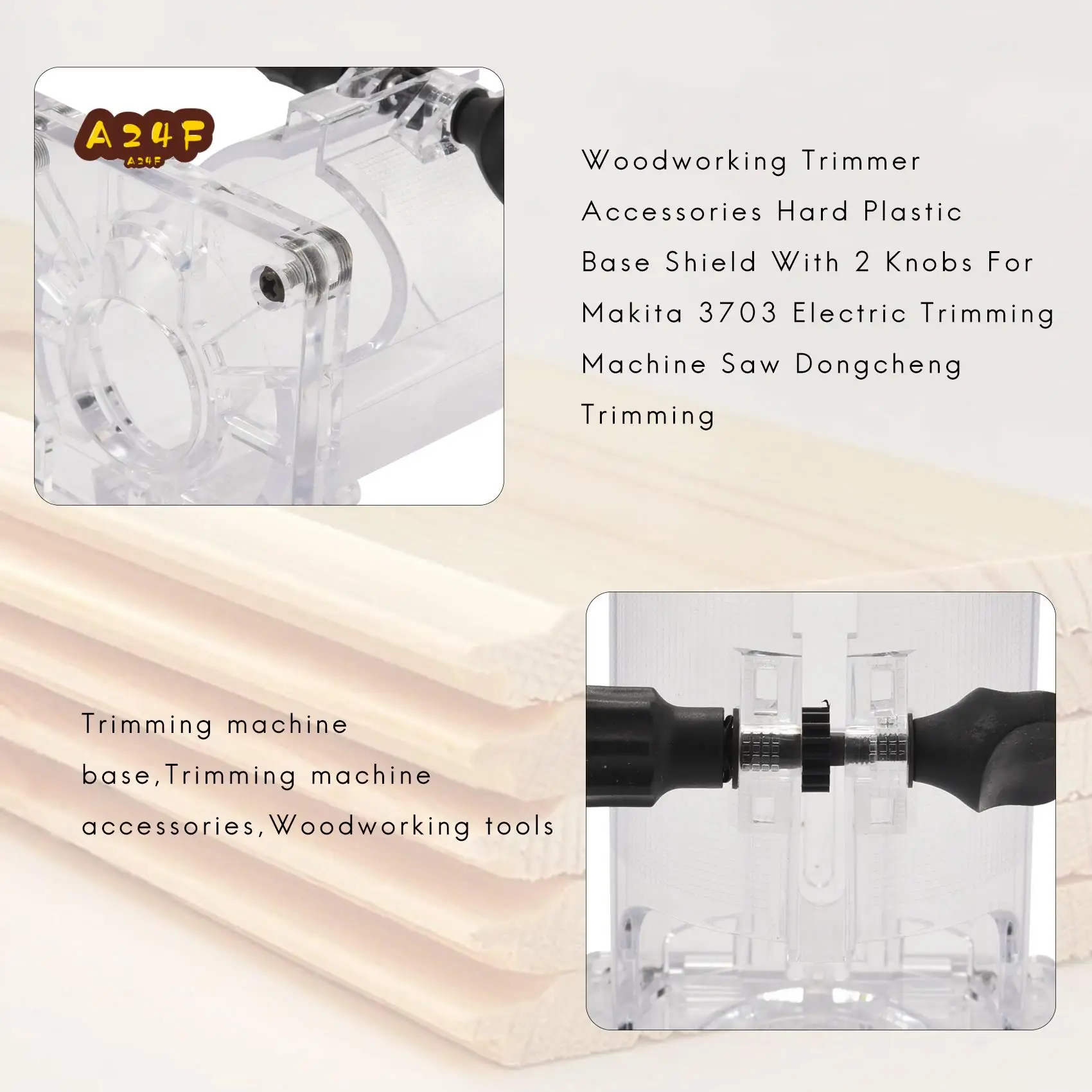 A24F-ملحقات تشذيب النجارة درع قاعدة من البلاستيك الصلب مع مقابض لآلة التشذيب الكهربائية 3703 منشار دونغشي