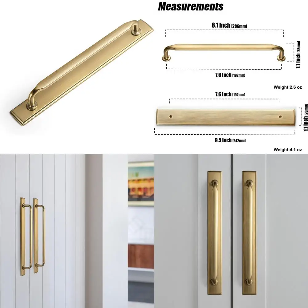 

Бронзовые ручки для шкафа из цинкового сплава 7,56 с задней пластиной для кухонной фурнитуры для спальни