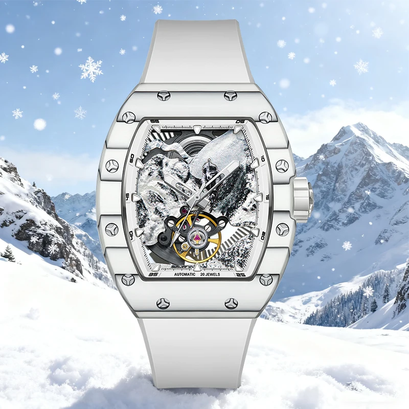 

BONEST GATTI 9002, модные механические наручные часы, корпус из углеродного волокна, светящиеся часы с альпинистским циферблатом для мужчин