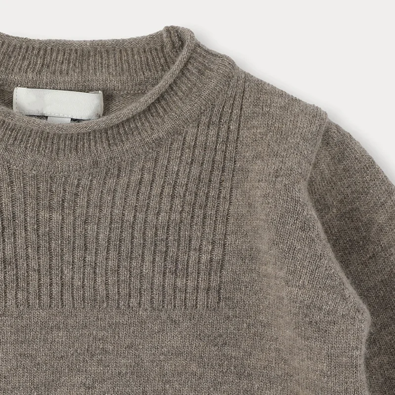 Autumn Winter 2025 New Boys and Girls Baby Soft Touch Round Neck Solid Color Simple Top