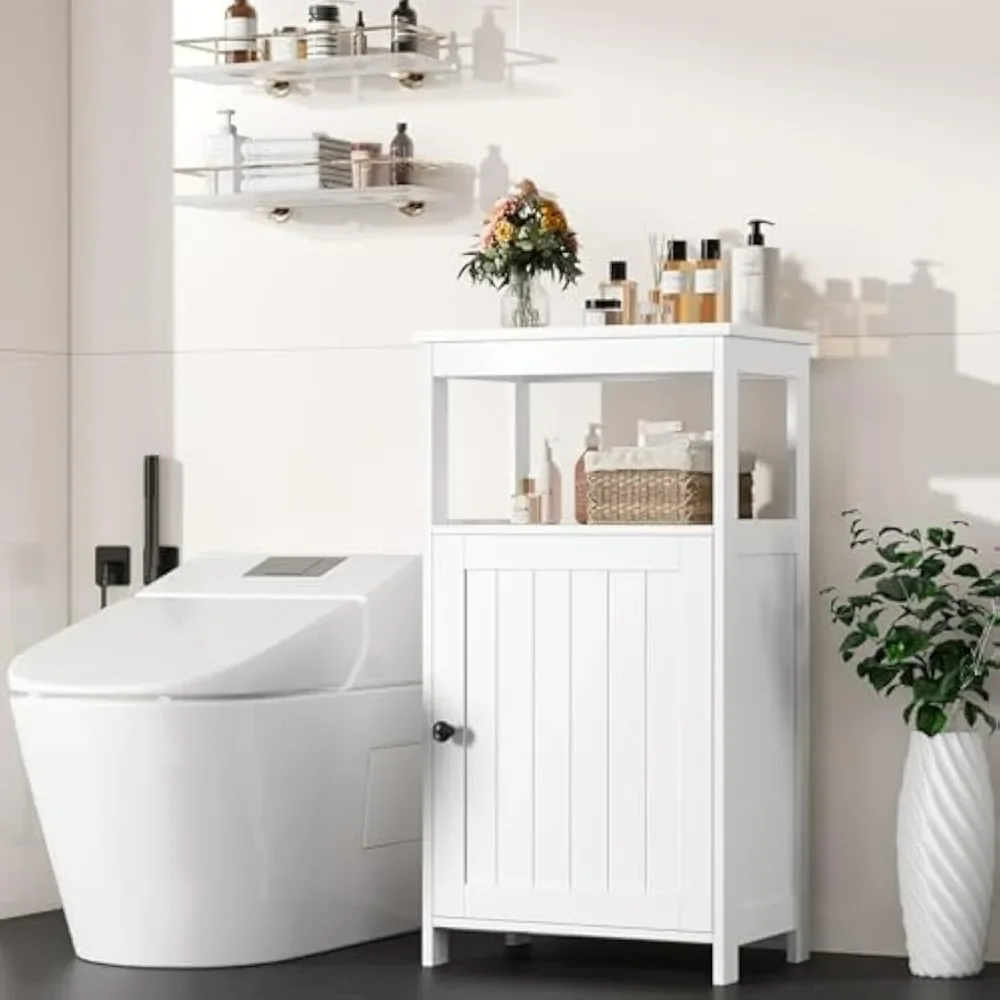 Bathroom floor storage cabinet, bathroom independent storage cabinet with single door and adjustable shelf