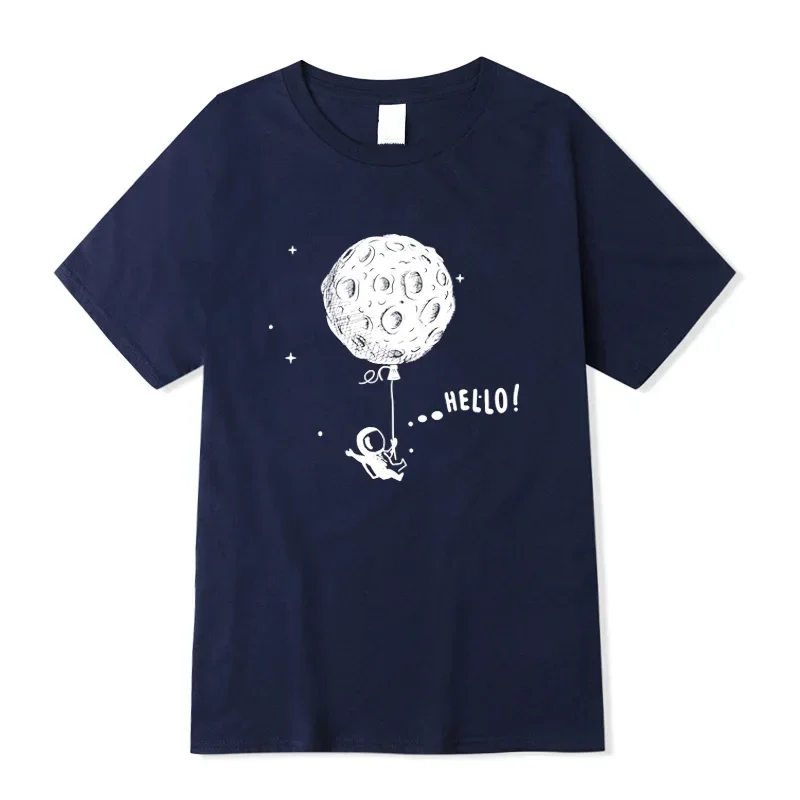 

Мужская футболка из 100% хлопка, повседневная футболка с забавным космическим принтом, летняя свободная футболка с круглым вырезом для мужчин, футболка с коротким рукавом, мужской топ