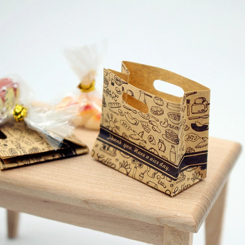 Dollhouse Packaging Bags, Cowhide Baking Bags, Accessories, Miniature Food Play Scene Models, Doll House Decor