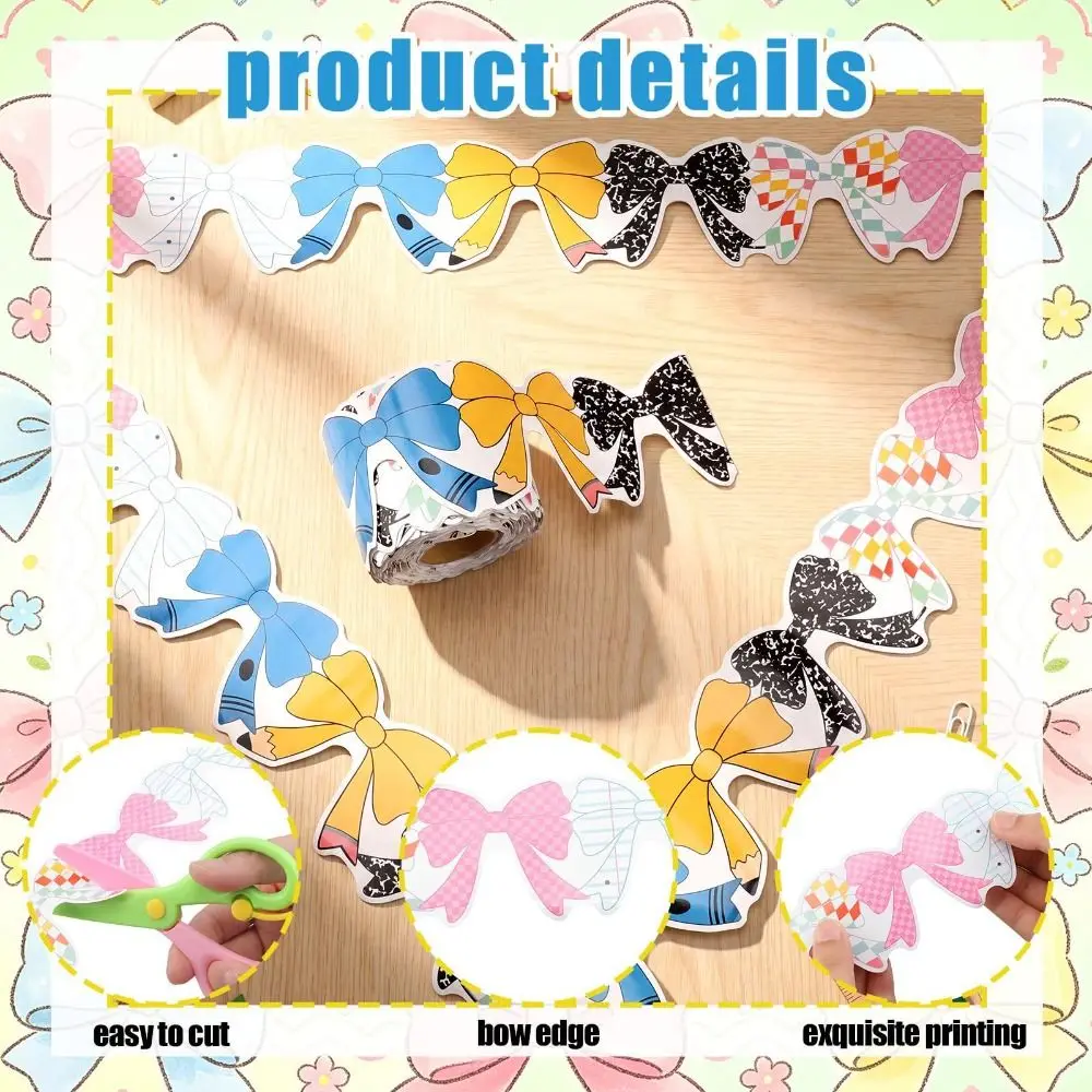 Self Adhesive Bulletin Board Border Sticker Cartoon Pattern 10m/roll Classroom Border Sticker Cuttable Roll Design