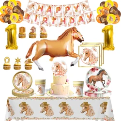 Horse Birthday Party Decorations Western Cowboy Racing Horse Wild West Tableware Tablecloth Paper Plate Cup Napkin Party Supplie