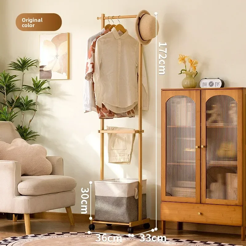 Minimalist Clothes rack Floor-to-ceiling bedroom clothes pole Household coat rack Modern solid wood clothes rack