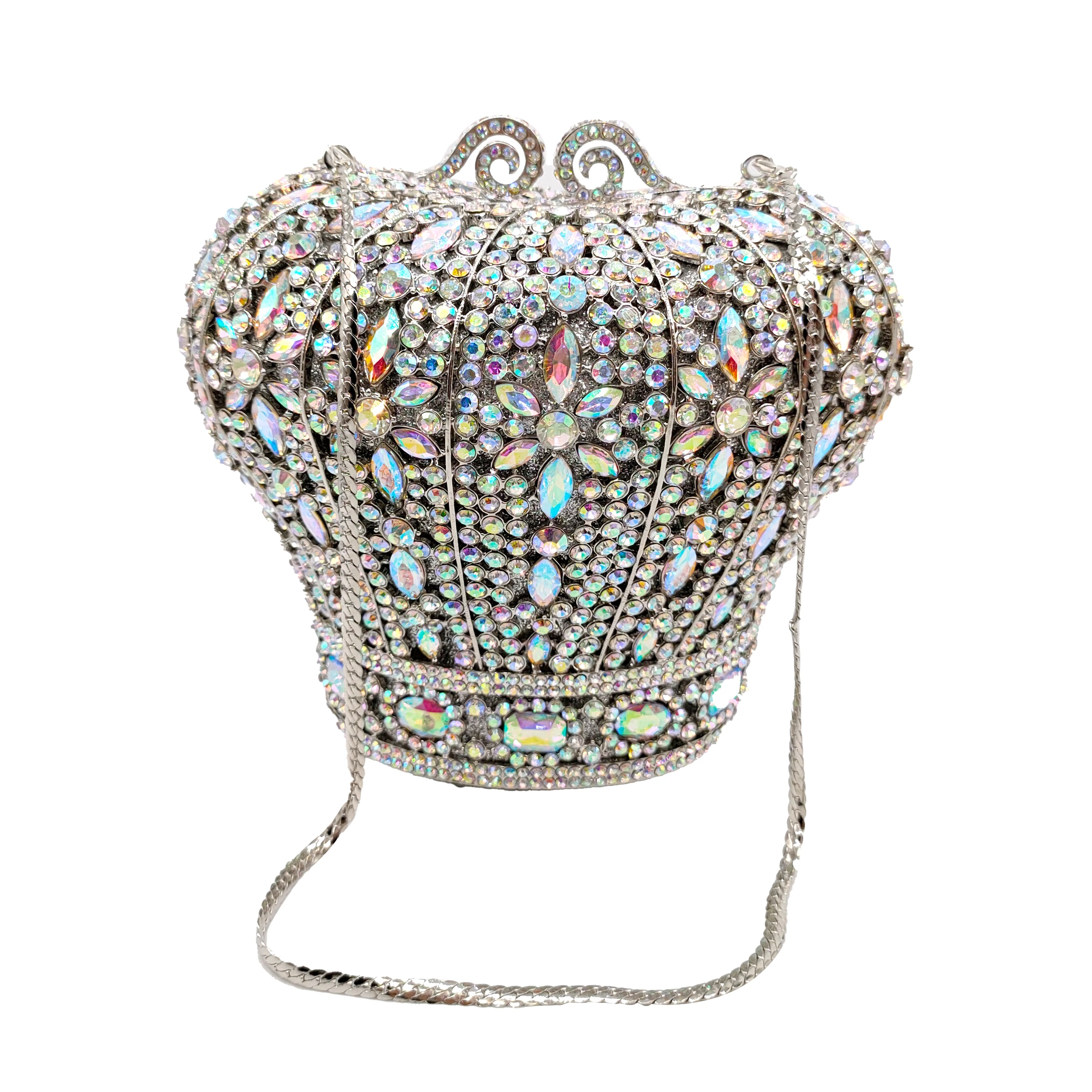 Imagem -02 - Nova Moda Bling Cristal Nupcial Bolsa de Casamento Bolsa Forma Coroa Diamante Bolsas de Luxo Feminino Presente Embreagem Bolsas Noite