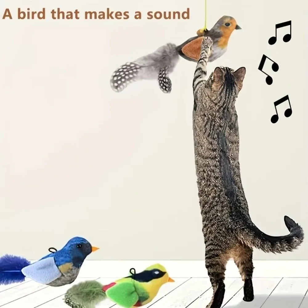 Flying Bird Cat Toy Vivid Chirping Self-entertainment Simulation Bird Interactive Cat Bird-Shaped