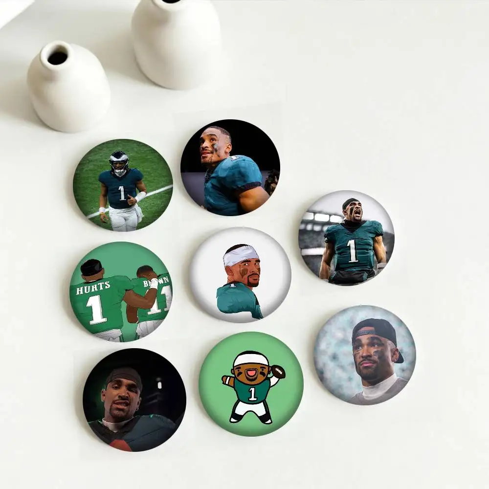 American football player Jalen Hurts 25 32 44 58 75mm Badges Personalized Round Brooches Pins Accessory Gift