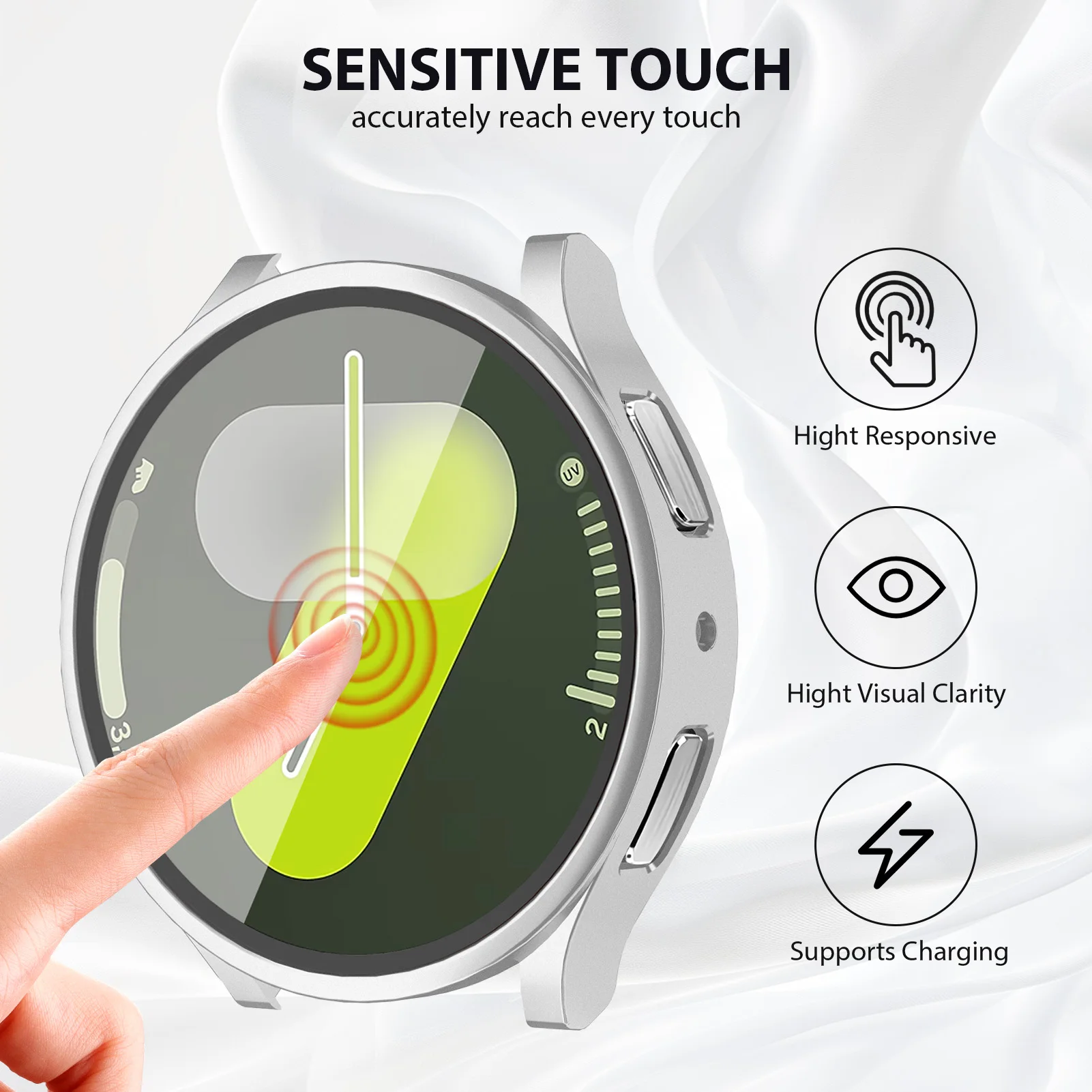 Vidro e Case para Samsung Galaxy Watch, Protetor de Tela, Bumper Shell, Acessórios All-around, 40mm, 44mm