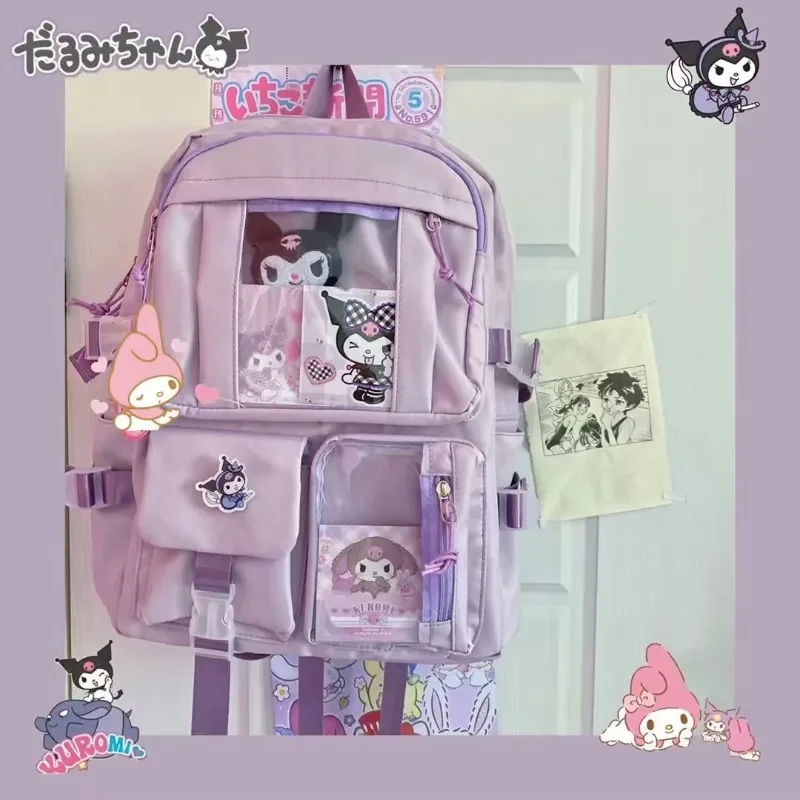 Sanrio Kawaii Backpack Cinnamoroll My Melody Kuromi Casual Backpack Anime Jk Student Computer Large Capacity School Bag Gift