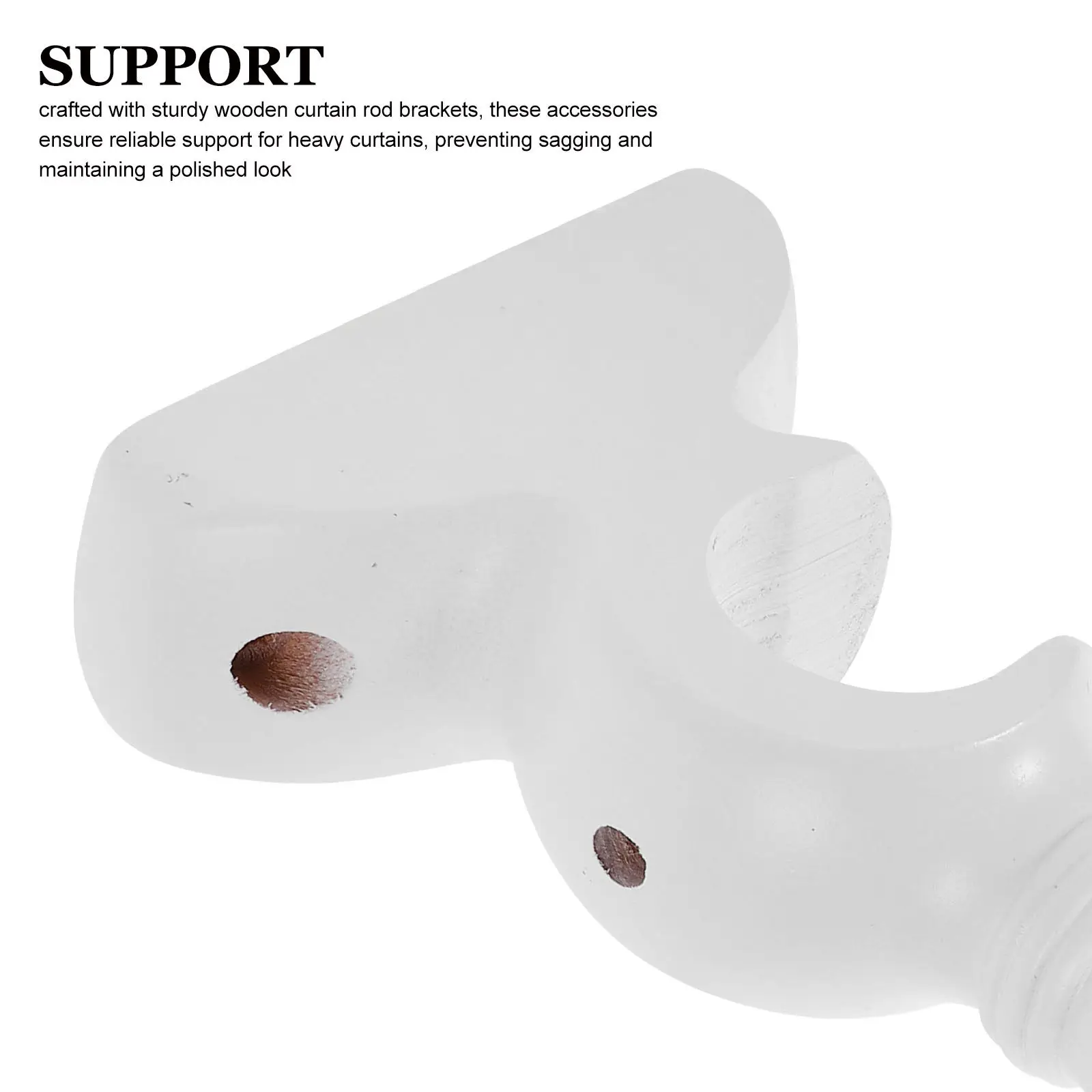 2Pcs Wooden Curtain Rod Brackets Wall-Mounted Support Holders Inner Dia 29Mm Robust Curtain Rod Mounting Hardware for Bathroom