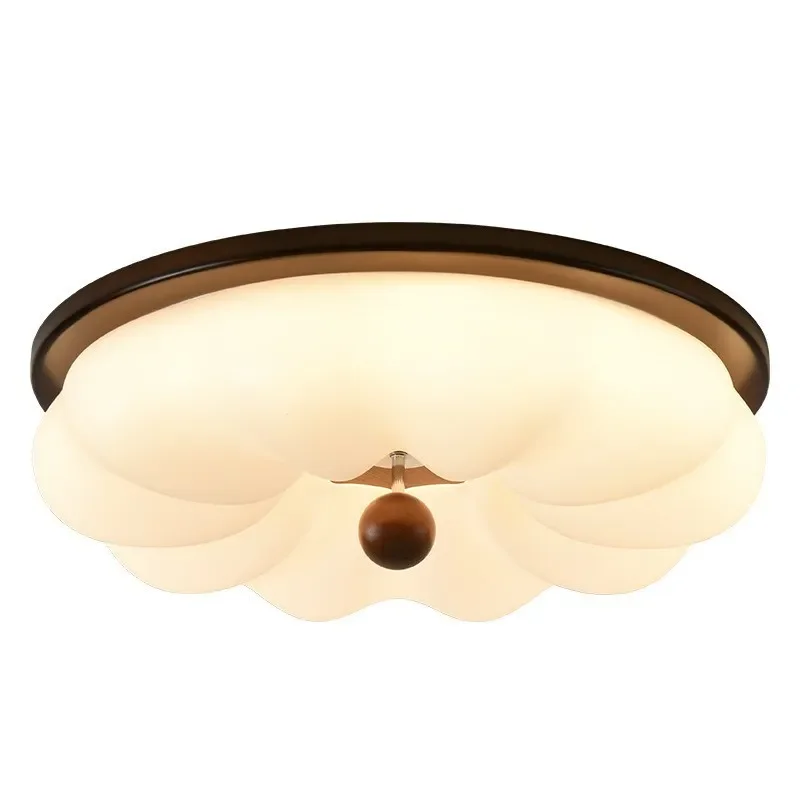 Antique Cream Style Pumpkin Ceiling Lamp Warm Light Eye Protection Creative Fixture for Bedroom Study Living Room Home Decor