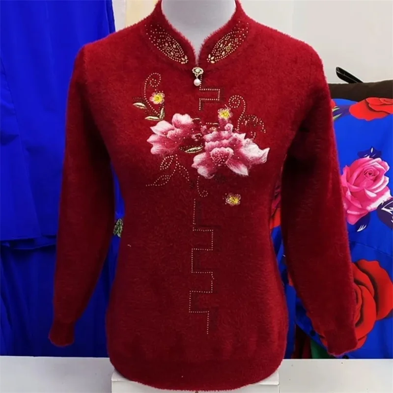 

Новый осенне-зимний женский плюшевый свитер с имитацией норки, пуловер, новая мода, свободный трикотаж с вышивкой, свитер, женская нижняя рубашка