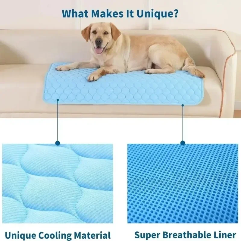 Dog Cooling Pad Ice Silk Fabric Self Cooling Gel Breathable Washable Summer Pet Mat for Dogs Cats Sofa Kennel Bed Comfortable La