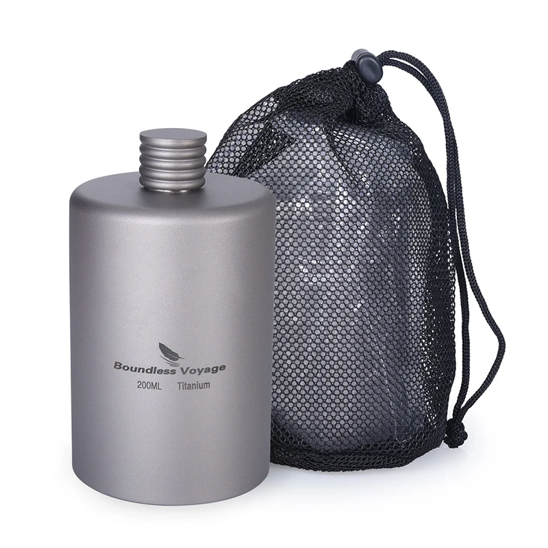 Boundless Voyage 200ml Titanium Hip Flasks 125ml Sake Cup Tea Drinkware Portable Outdoor Camping Wine Flask Suit Whisky Bottle image 6
