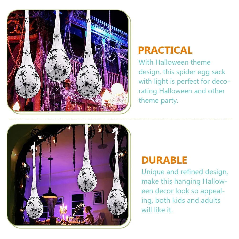 

3Pcs Luminous Spider Egg Sack Halloween Hanging Decoration Halloween Party Props Spooky Accent Spider Egg Sack