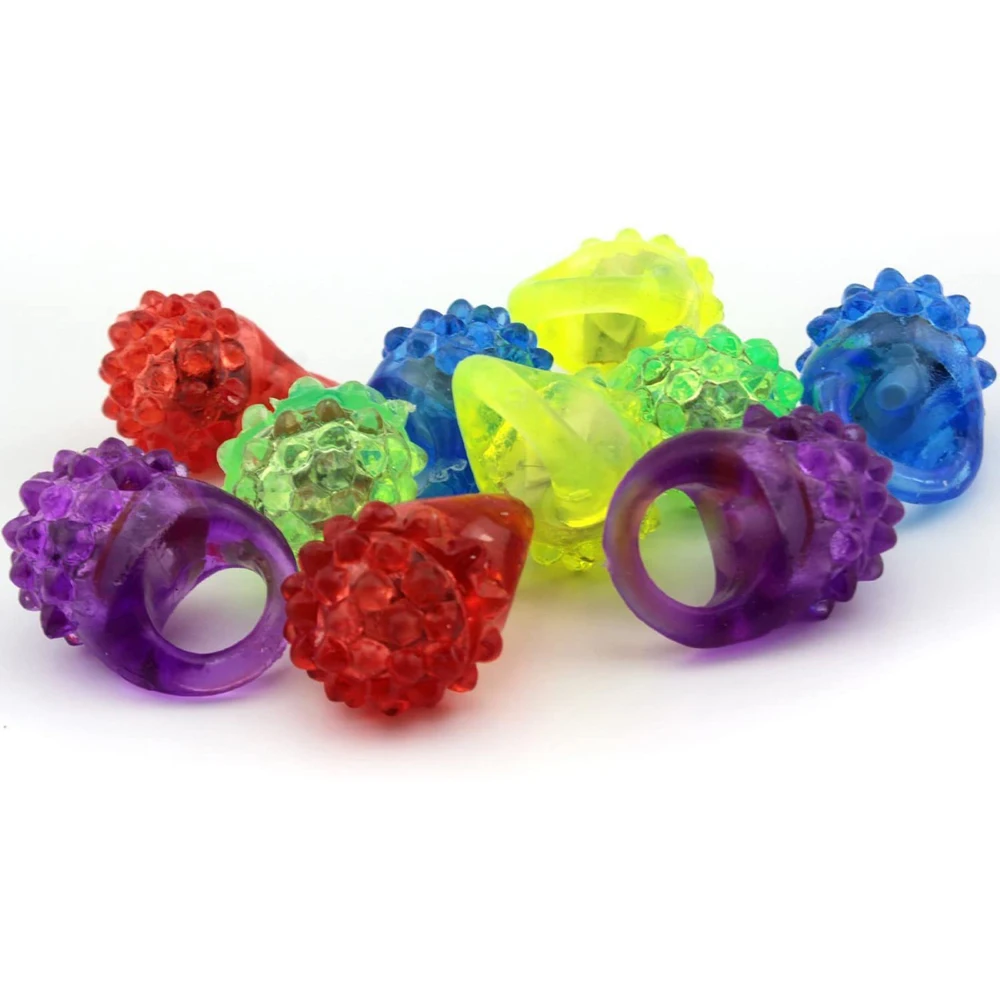 Toys Party Favors Finger Toys Glow In The Dark Colorful Flashing LED Rings Light-Up Toys Luminous Rings Bumpy Jelly Ring