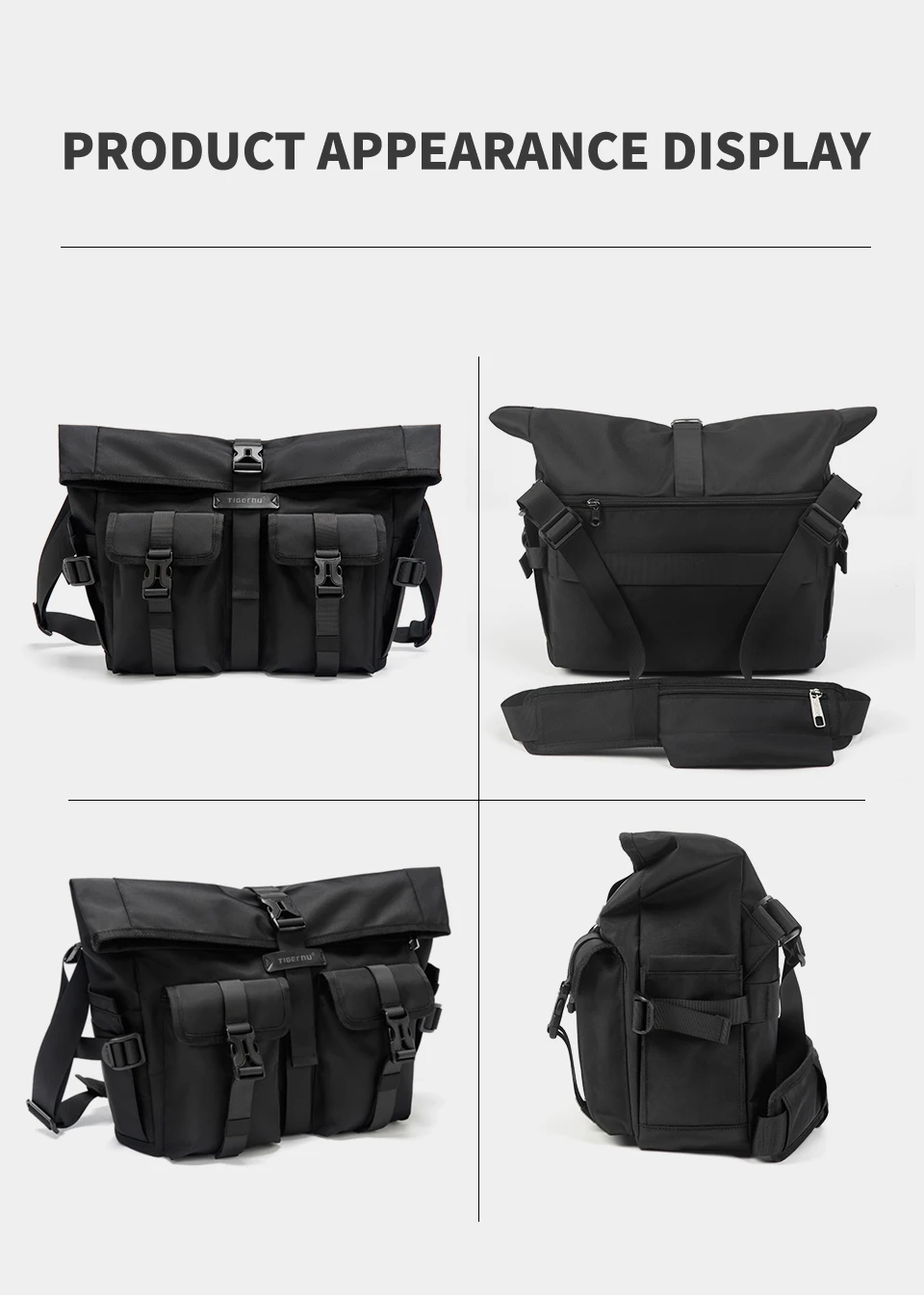 Tigernu, bolsos de mensajero a la moda, bolsos de hombro para hombre, bolso para ordenador portátil de 13,3 pulgadas, bolsos cruzados para exteriores para hombres, bolsos de ciclismo, mensajero para niños