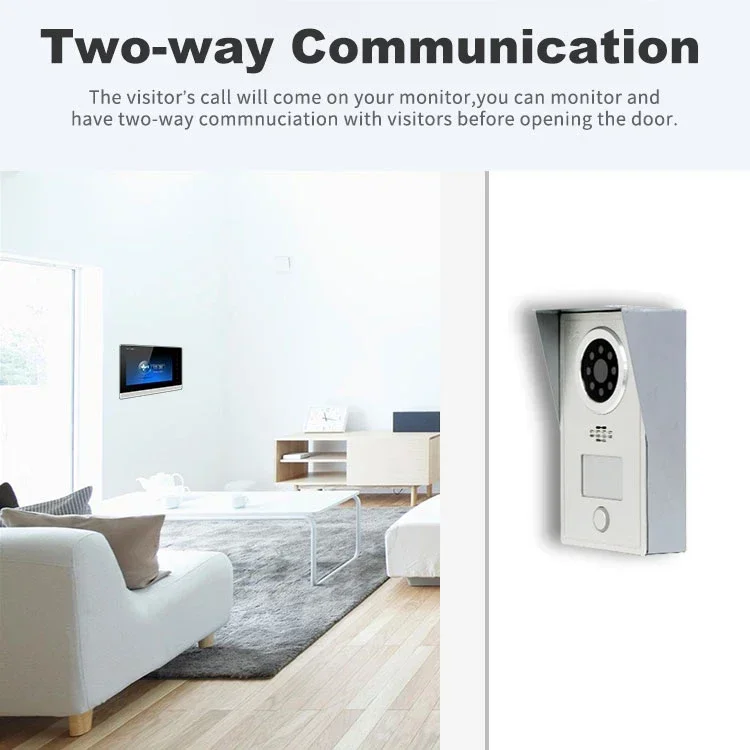 Low Cost IP Villa Doorbell 7 Inch Support 8CH Home Security for Villa Video Door Phone IC Card Unlock Video Intercom System