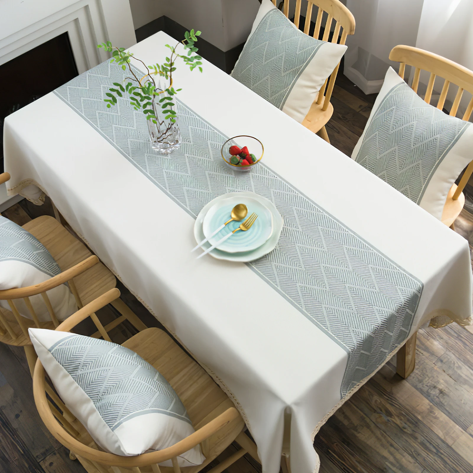 

Nordic Style 140x140cm Waterproof Cotton Linen Table Mat Decorative Prints Runner for Dining Coffee Tables Outdoor Use