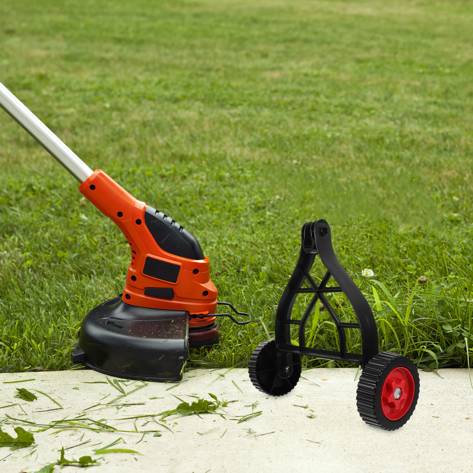 

1pc Adjustable Push Mower Support Grass Cutter Wheel Attachment Trimmer Support Wheels Portable Durable Compatible With Straight