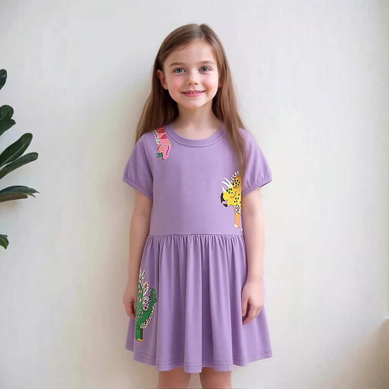 Little Maven Mädchenkleidung Kinder Baby 2026 Neue Cartoon-Dinosaurier-Prinzessin Kinderkleidung Sommer Geburtstagskleider 2-7 Jahre
