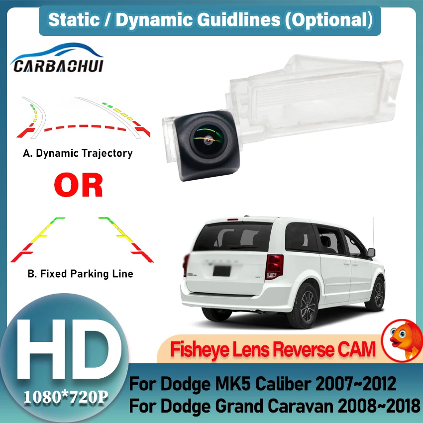 For Dodge MK5 Caliber 2007~2012 Grand Caravan 2008~2018 Car Backup Rear View Camera HD 1080P 140° FishEye HD Night Vision CVBS