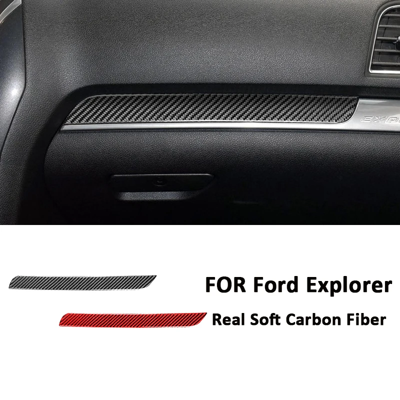 

For Ford Explorer Carbon Fiber Automotive Interior Co-Pilot Storage Box Top Holder Panel Cover Modification Decoration Sticker