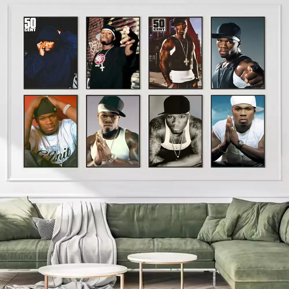 Music Singer 50 C-cents Poster Trendy And Easy-to-Apply Wall Art Stickers For Home Decor And Dorm Room Walls