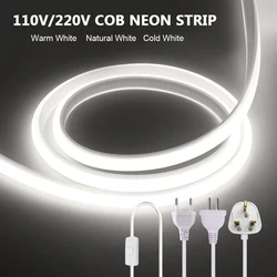 110V 220V COB LED Neon Strip Light With Switch 288LEDs/m RA90 Flexible Outdoor Lamp Waterproof Led Tape Kitchen Home Room Decor