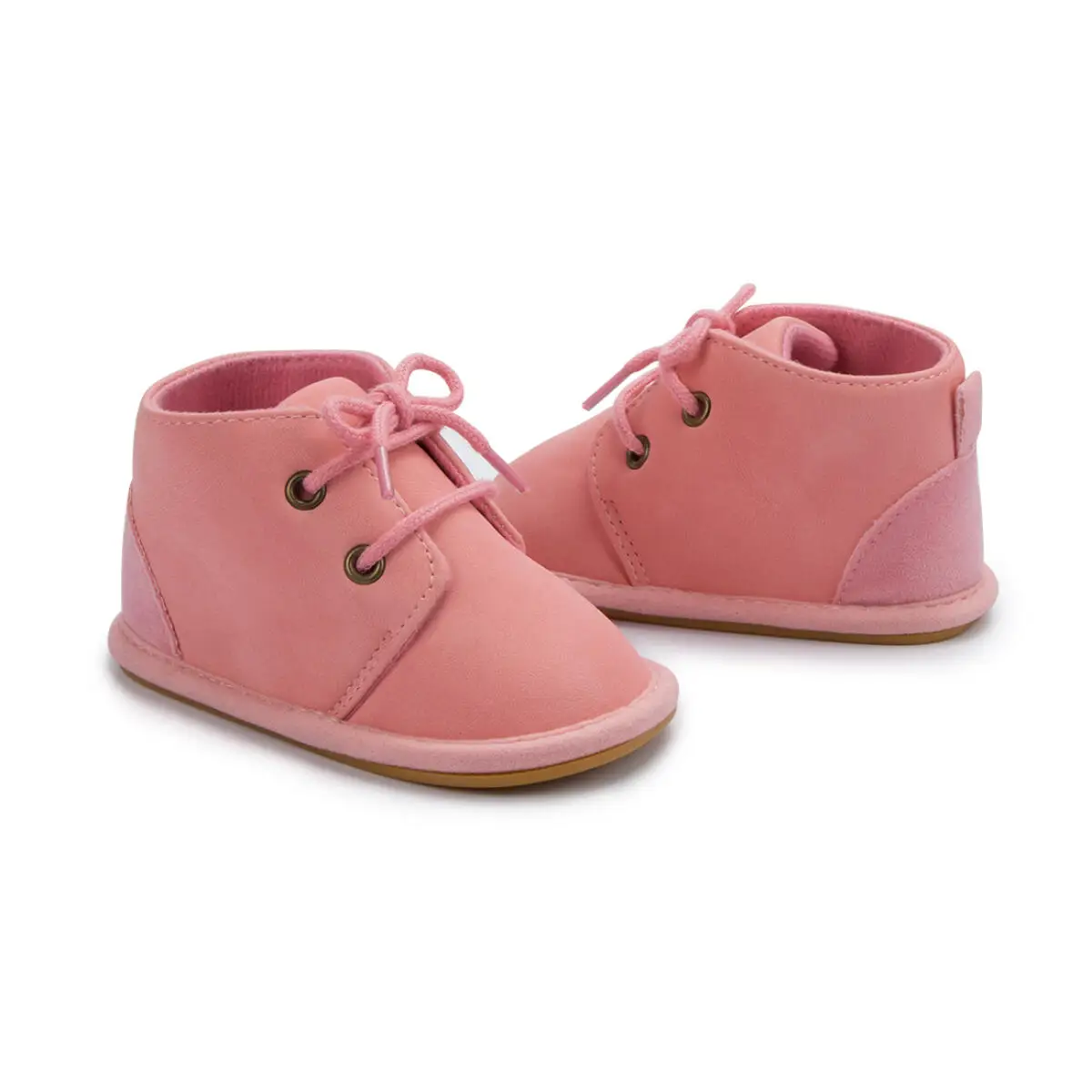 Solid Color Baby Casual PU Suede Leather Booties Autumn Winter Warm Lace Up Boys Girls First Walkers Rubber Soft Anti-slip Sole