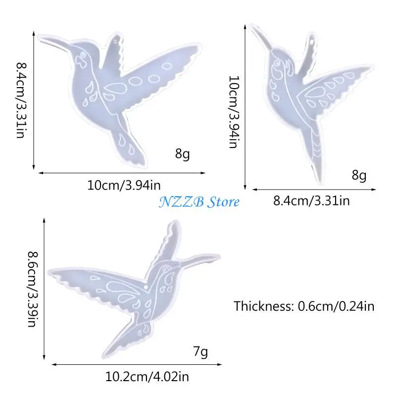 T21f Hummingbird Keychain Epoxy Resin Cetakan Dekoratif Dengan Hole Keyring Pendant Mold