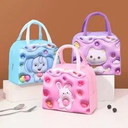 Kawaii Cartoon Rabbit Bento Bag 3D Three-dimensional Pattern Lunch Box Bag Large Capacity Lunch Bag with Lunch Heat Preservation