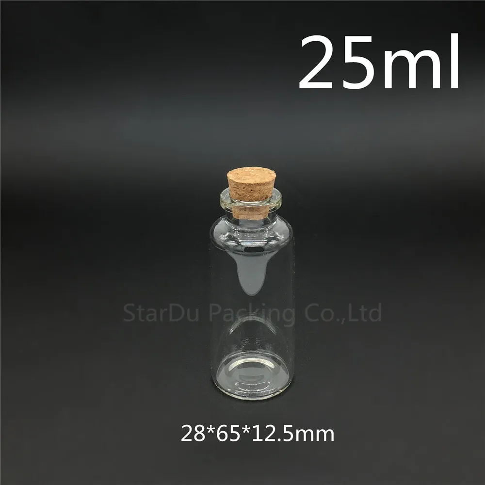 200pcs 28*65*12.5mm 25ml Wishing Glass Bottle With Cork ,25cc Glass Vials Display Bottles Wholesale Cork Bottle