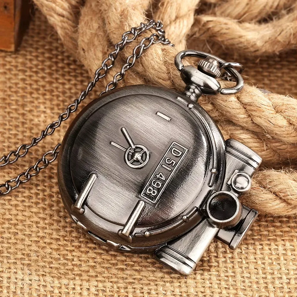 Retro Engine Steam Locomotive Old Train Necklace Clock Antique Quartz Pocket Watch With Chain for Men