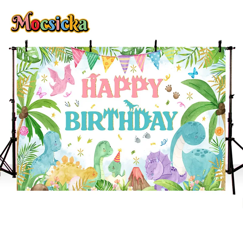 Mocsicka Happy Birthday Party Photography Background Primitive Forest Animated Backdrop Baby Showers Customisable Banner Props