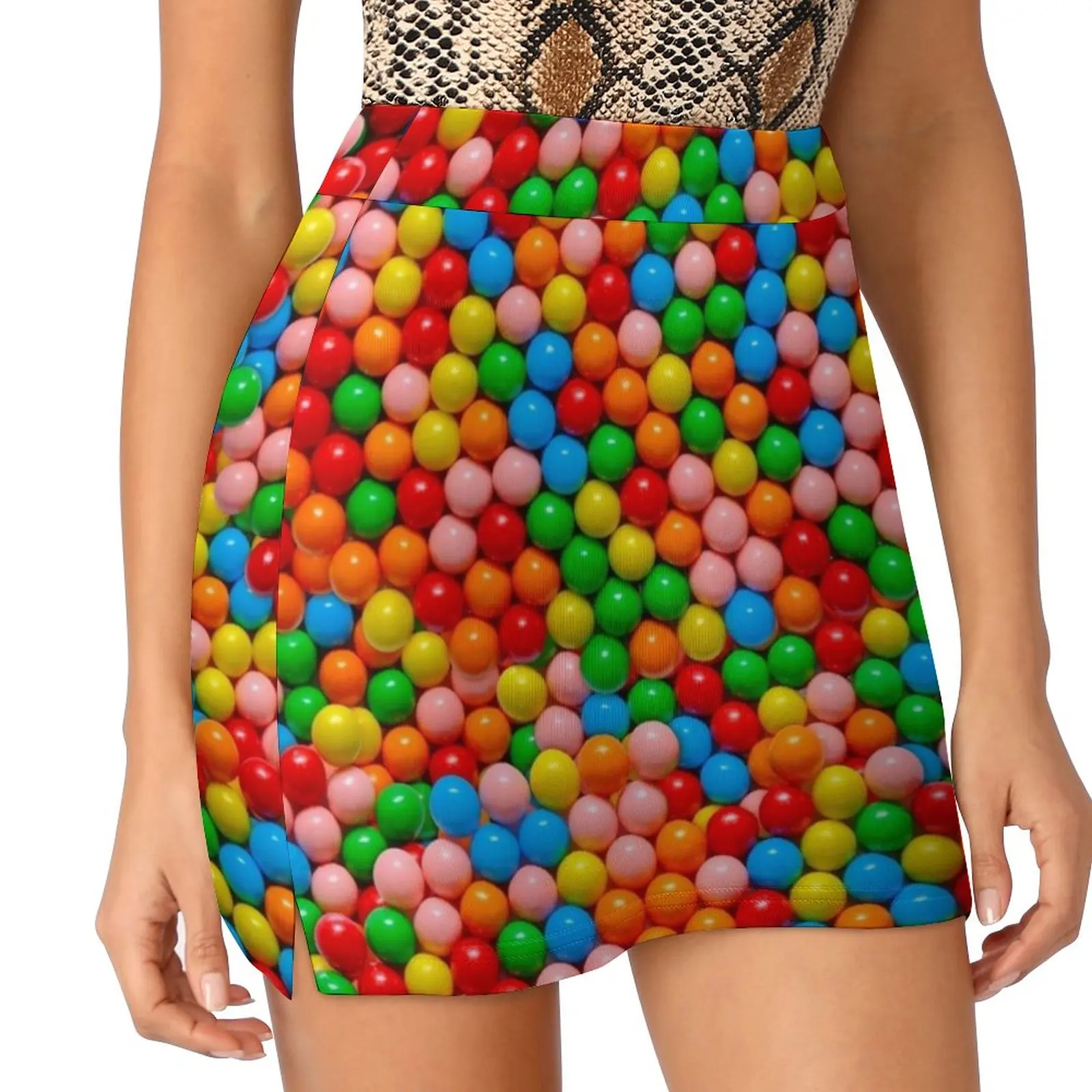 Mini Gumball Real Candy Photo Pattern Women's skirt Sport Skort Skirt With Pocket Fashion Korean Style Skirt 4Xl Skirts Mini