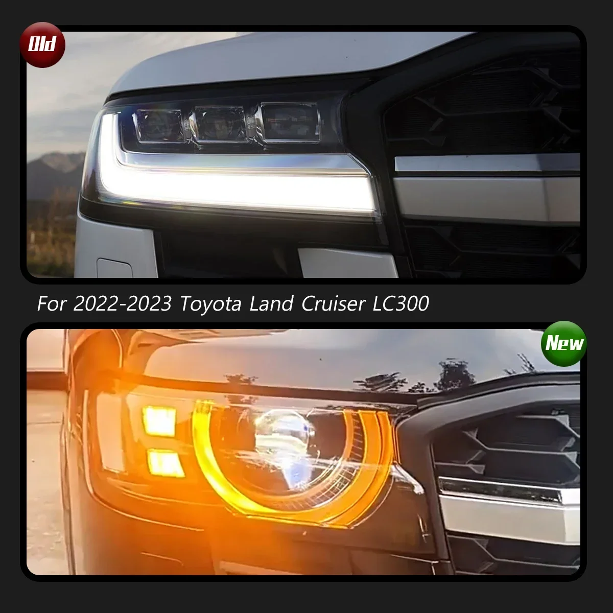 

Новый светодиодный налобный фонарь, модифицированный для Toyota Land Cruiser LC300, фара 2022-2023, динамический сигнал, автоаксессуары
