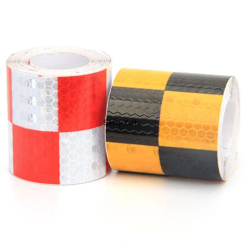 5cm Safety Mark Checkered Warning Tape Reflective Sticker Reflectante Car Reflector Sticker Adhesive Auto Warning Reflector Tape