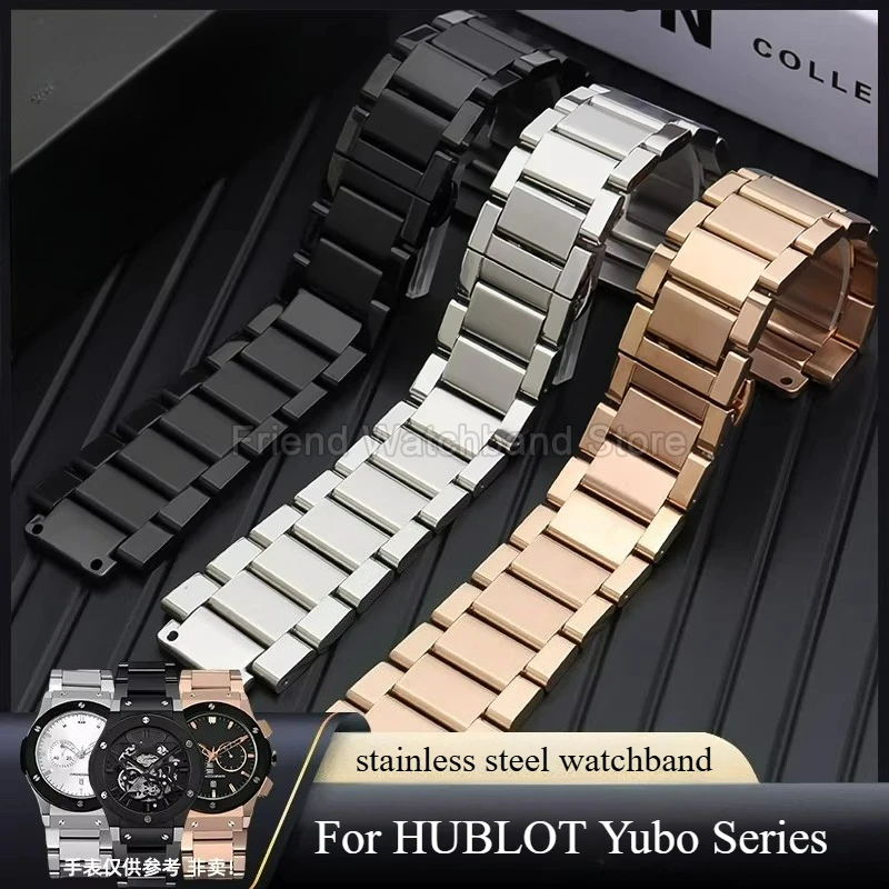 

Антикоррозийный глянцевый черный стальной ремешок для часов Hublot Yubo Big Bang Classic Fusion 19x27 мм, высококачественный, прочный, для длительного использования